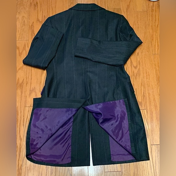 Women's 10 Petite Tahari Purple Lined Grey Wool Blend Striped Blazer Coat Top - Picture 15 of 16